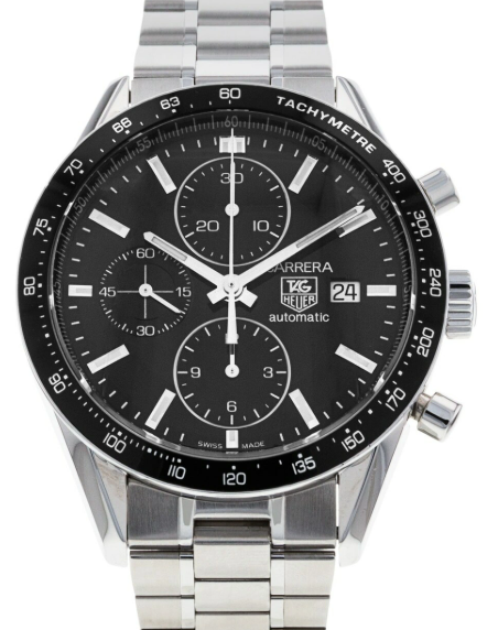 Tag Heuer Carrera Calibre 16 Black Dial on Stainless Steel Bracelet Ref. CV201E.BA0794 Complete 2013