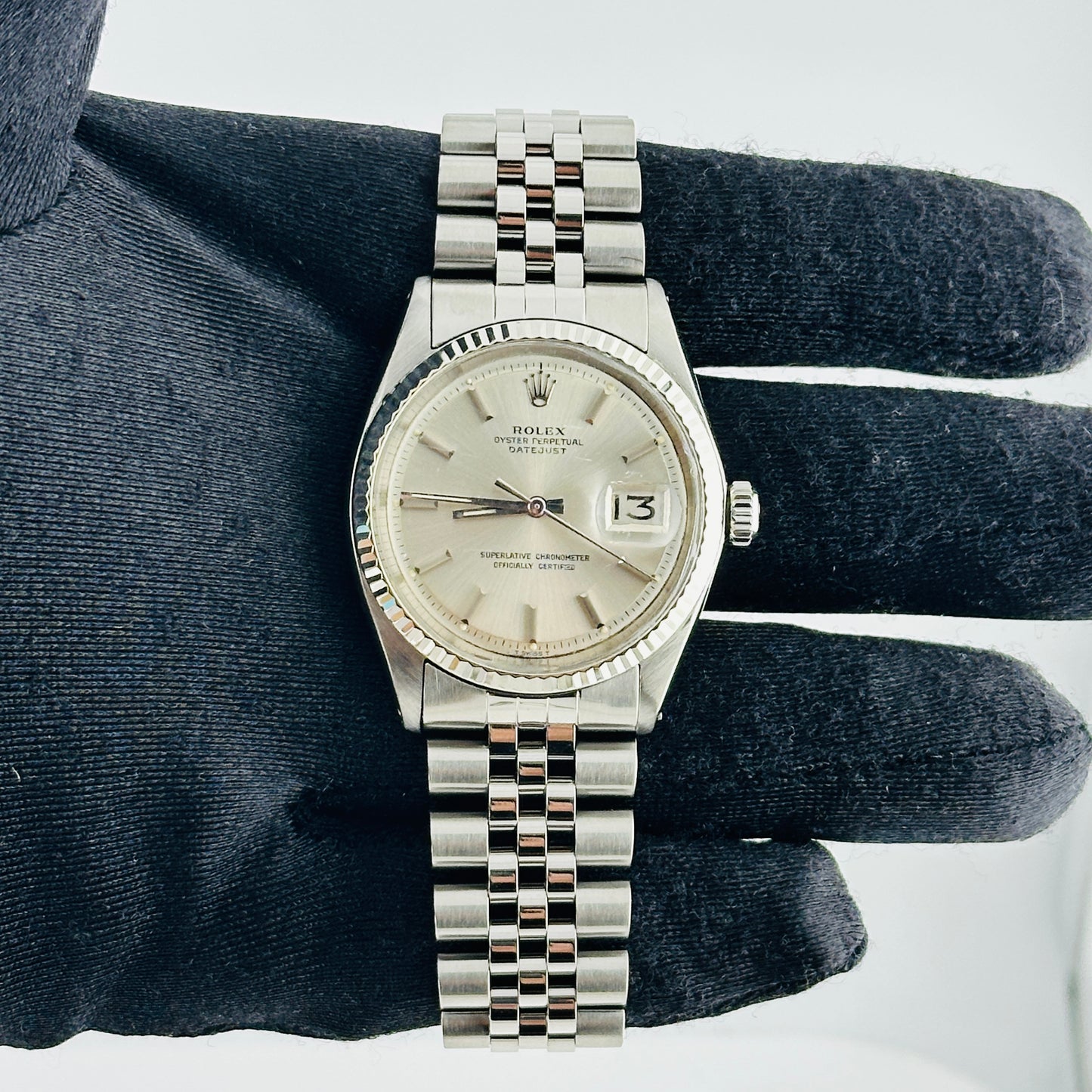 Rolex Datejust Silver Stick Dial on D Link Jubilee Bracelet Ref. 1601/4 1971 — view 2
