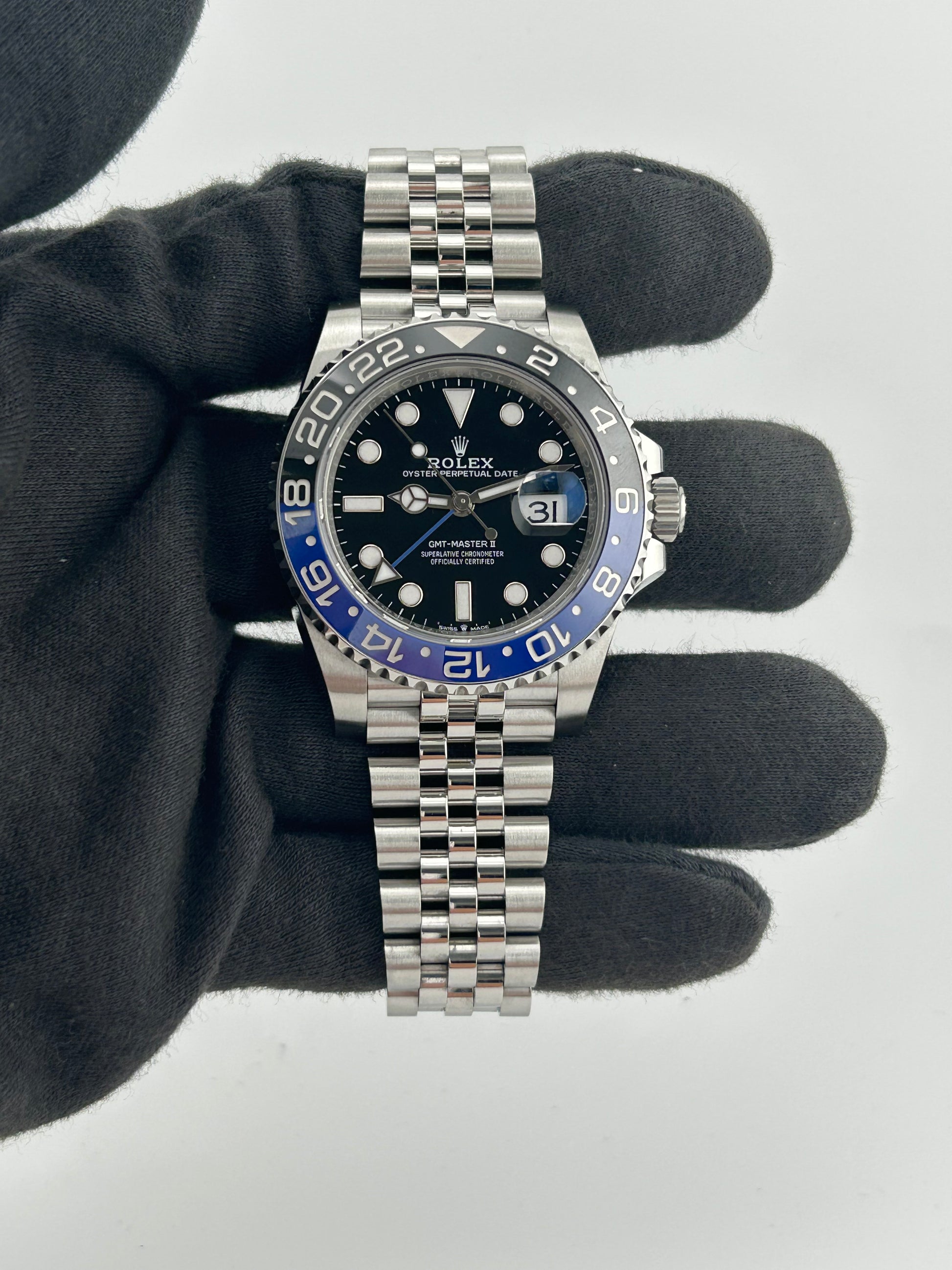 Rolex GMT-Master II Batgirl Black Dial on Jubilee Ref. 126710BLNR Card 2022 — view 2