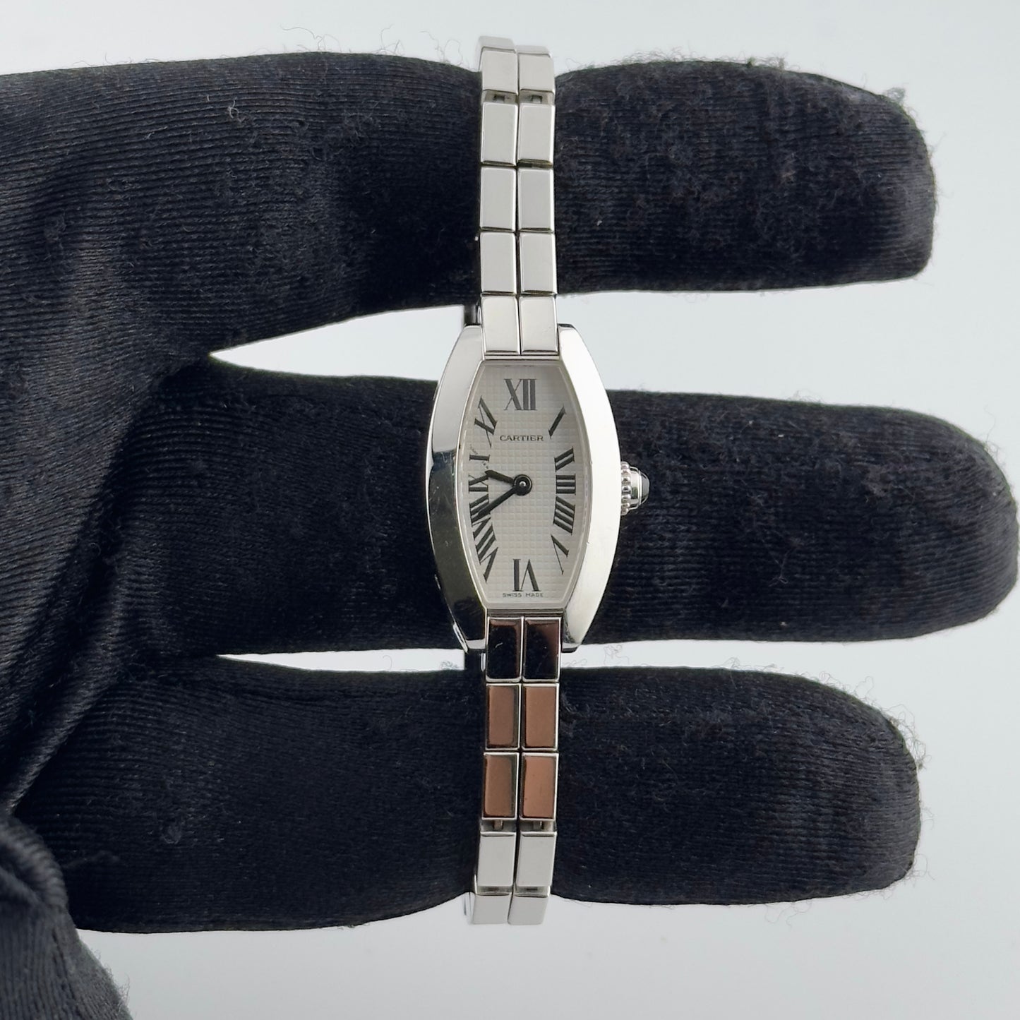 Cartier Tonneau Lanieres Silver Roman Dial on Wg 2 Row Ref. 2545