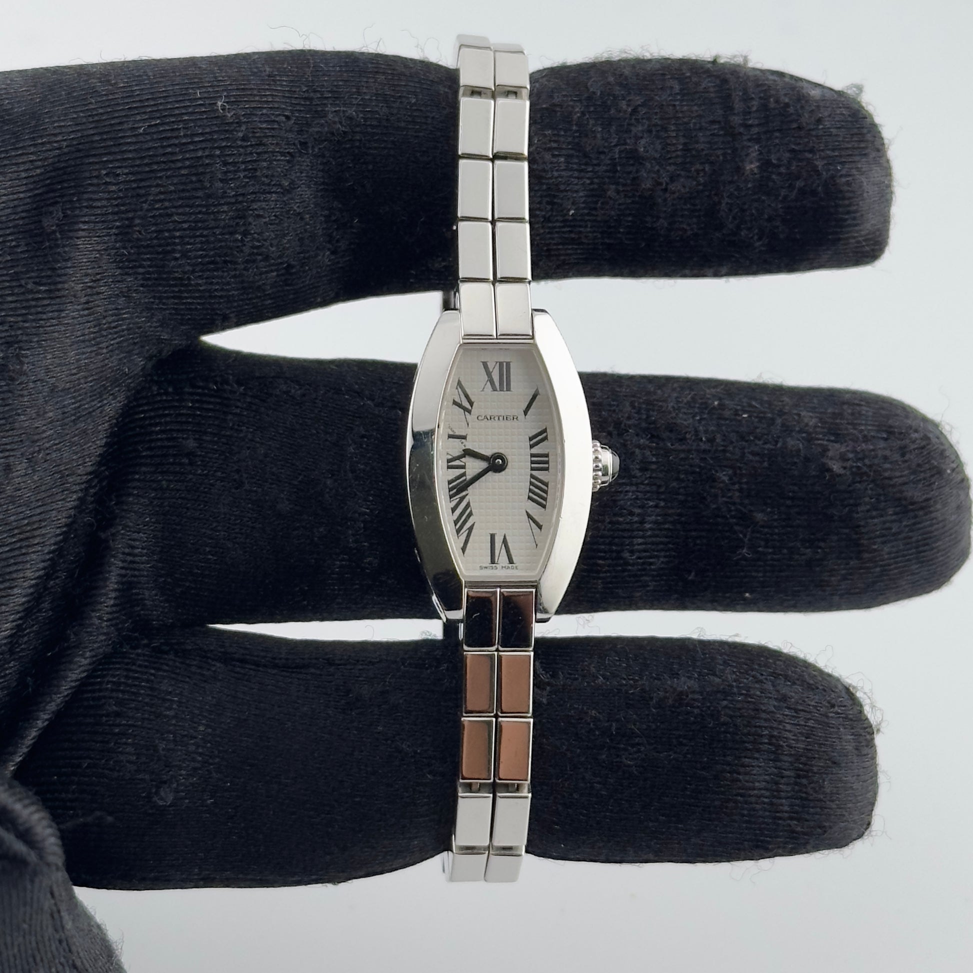Cartier Tonneau Lanieres Silver Roman Dial on Wg 2 Row Ref. 2545