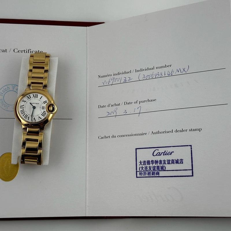 Cartier Ballon Bleu B/P Silver Roman Dial Ref 3006/W6900122 with Papers 2009