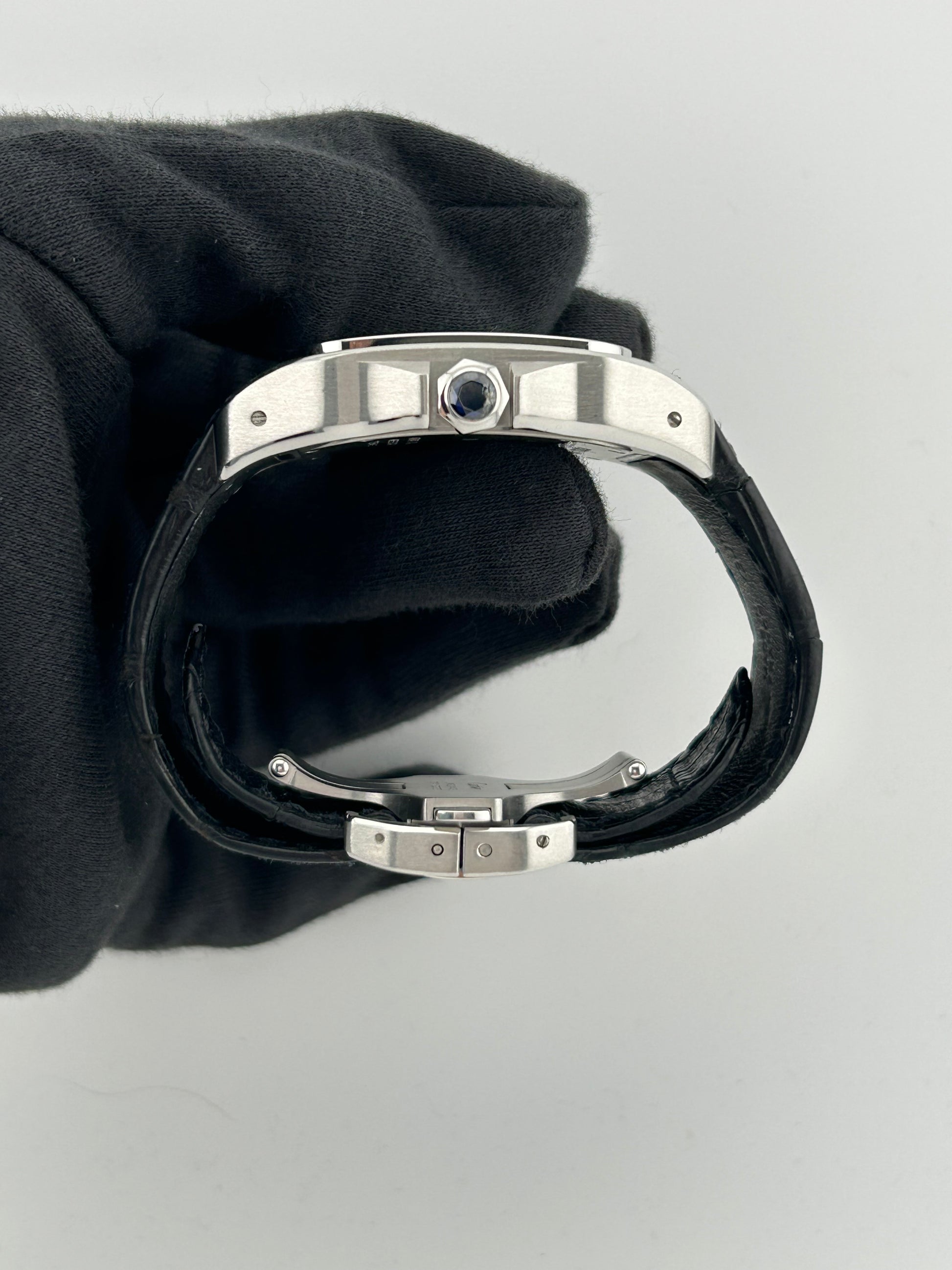 Cartier Santos 100 Large Silver Roman Numerals Dial on Leather Ref. W2007GX Manuals Only — view 6