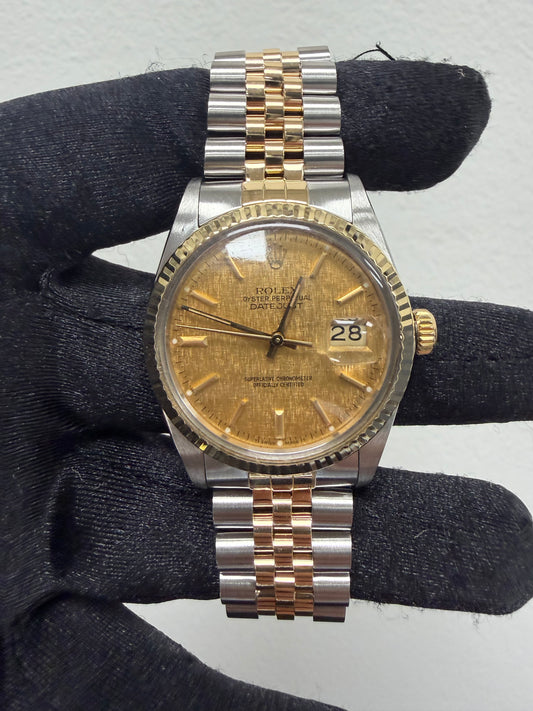 Rolex Datejust Champagne Linen Dial on D Link Jubilee Ref. 16013 1985 — view 2