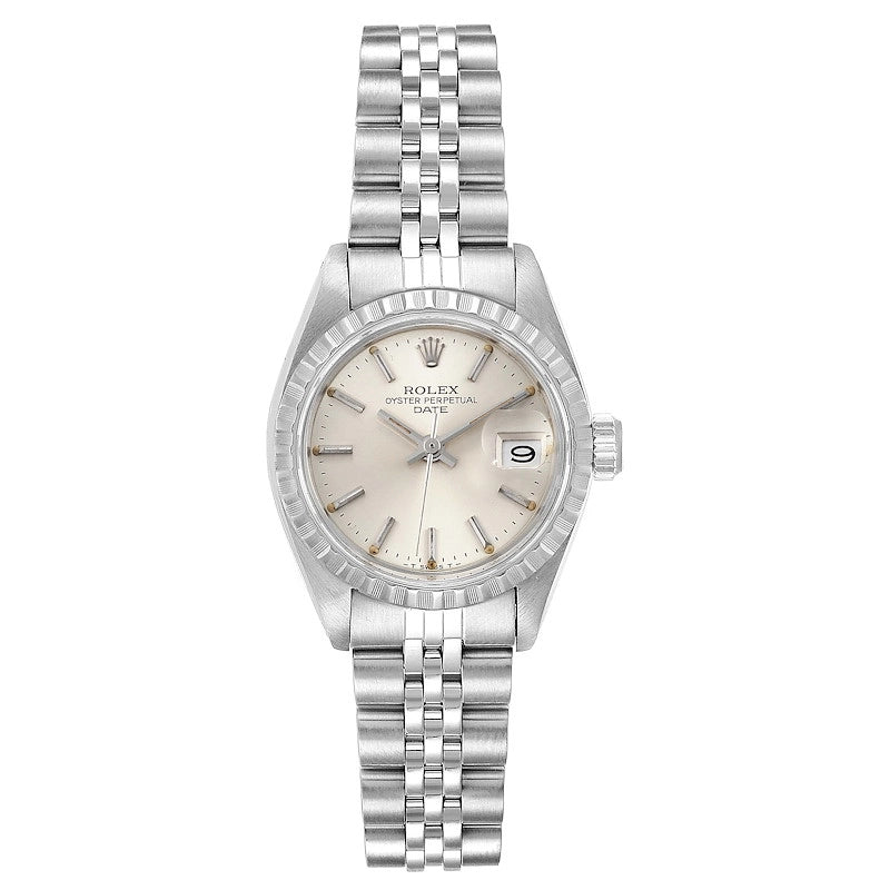 Rolex Oyster Perpetual Date Silver Stick Dial on Jubilee Ref 6924 with Papers 1976