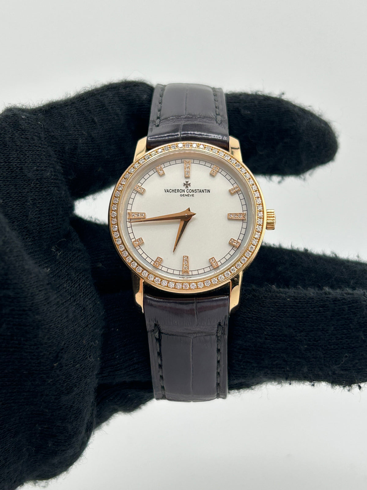Vacheron Constantin Traditionnelle White Dial on Black Leather Strap Ref. 25558/000R