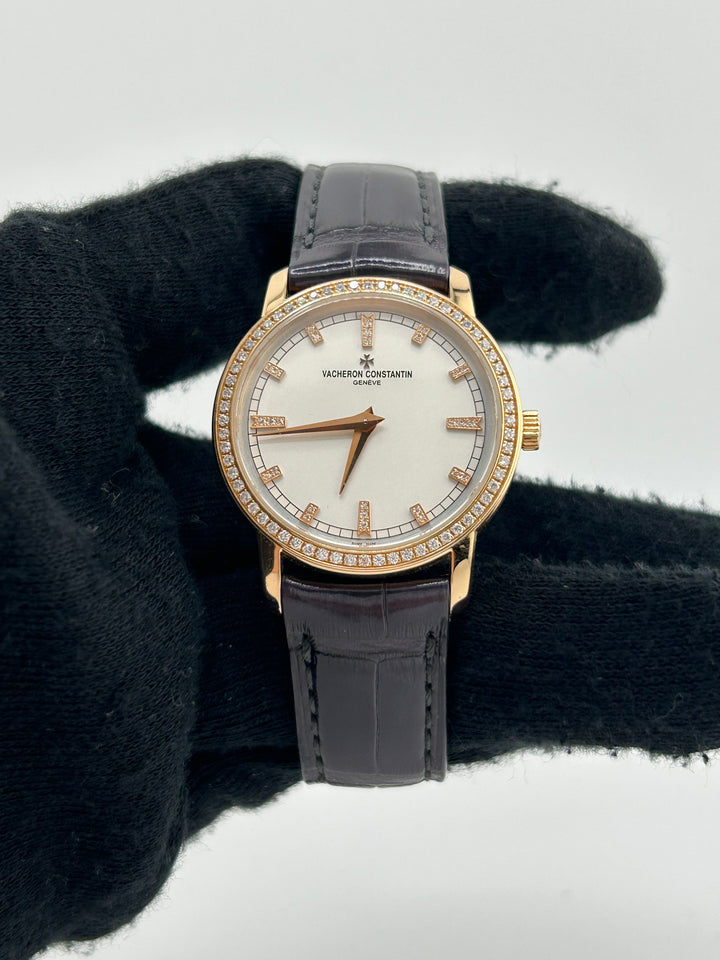 Vacheron Constantin Traditionnelle White Dial on Black Leather Strap Ref. 25558/000R