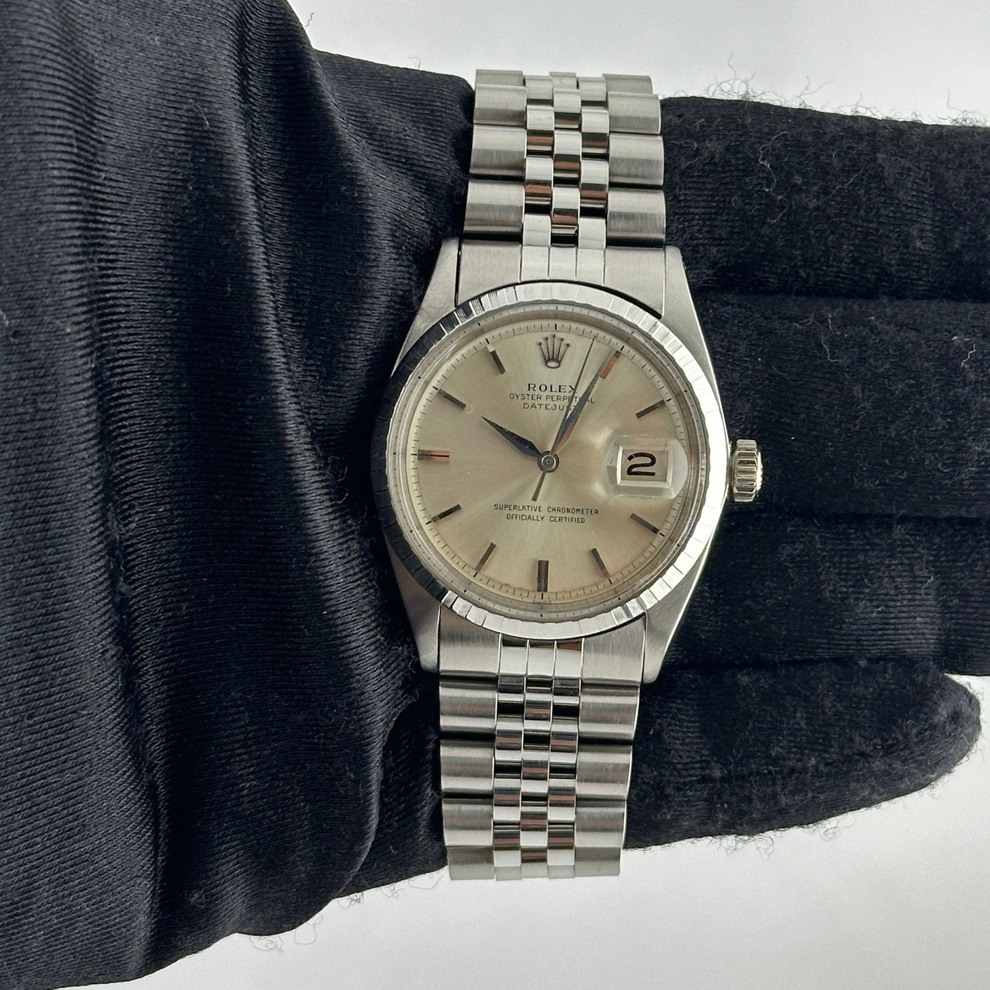 Rolex Datejust Silver Stick Dial on D Link Jubilee Bracelet Ref. 1603 1962 — view 2