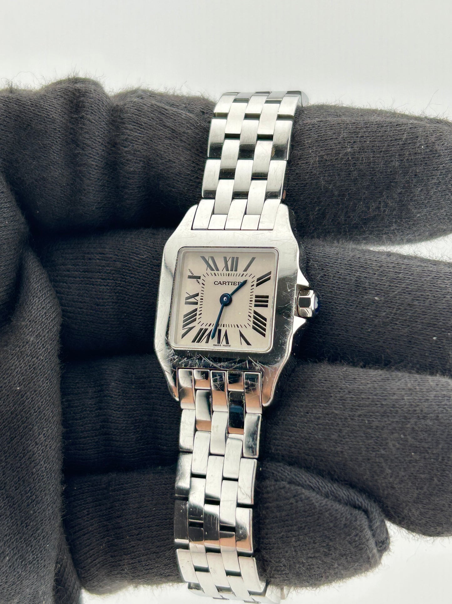 Cartier Santos Demoiselle White Roman Numerals Dial on Stainless Steel Bracelet Ref. W25064Z5 Manuals Only and Box — view 3