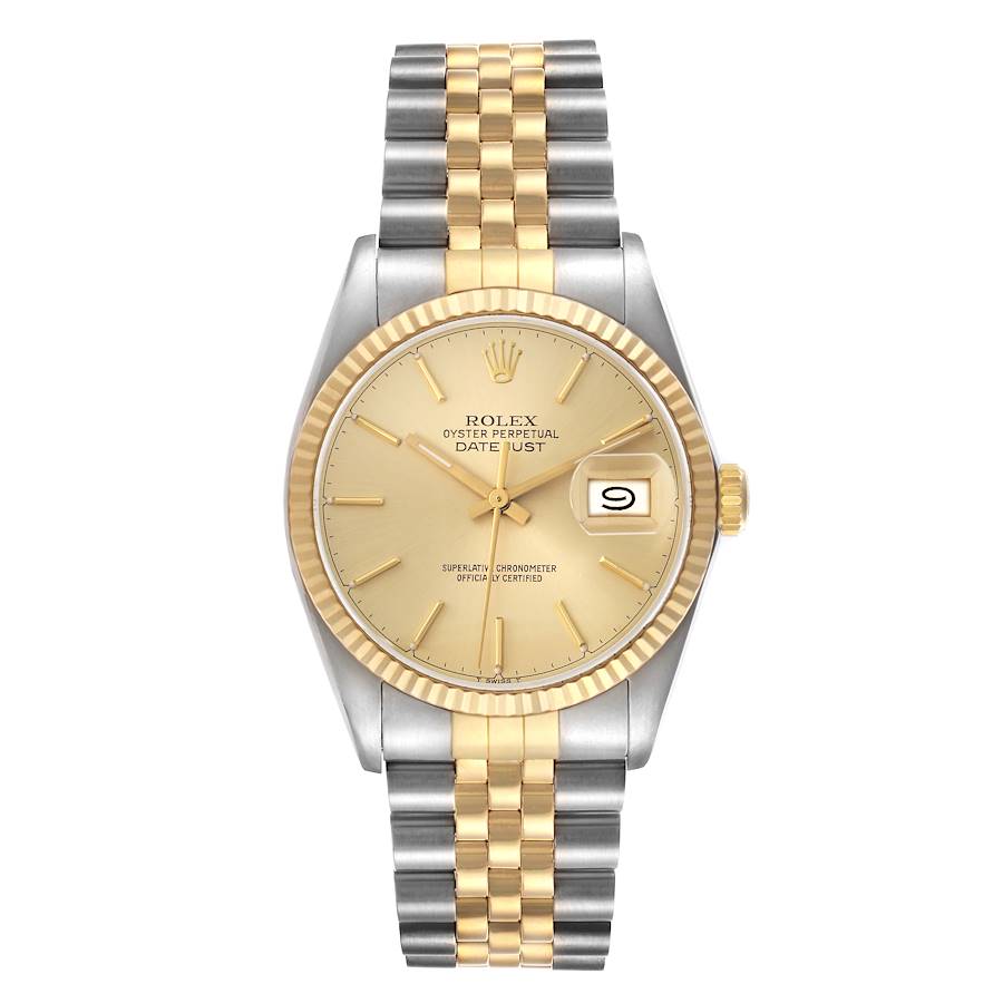 Rolex Datejust Champagne Stick Dial on D Link Jubilee Bracelet Ref. 16013 1985