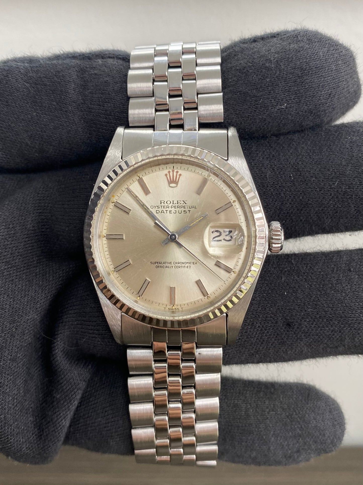 Rolex Datejust Silver Stick Dial on Folded Jubilee Ref. 1601/4 1971