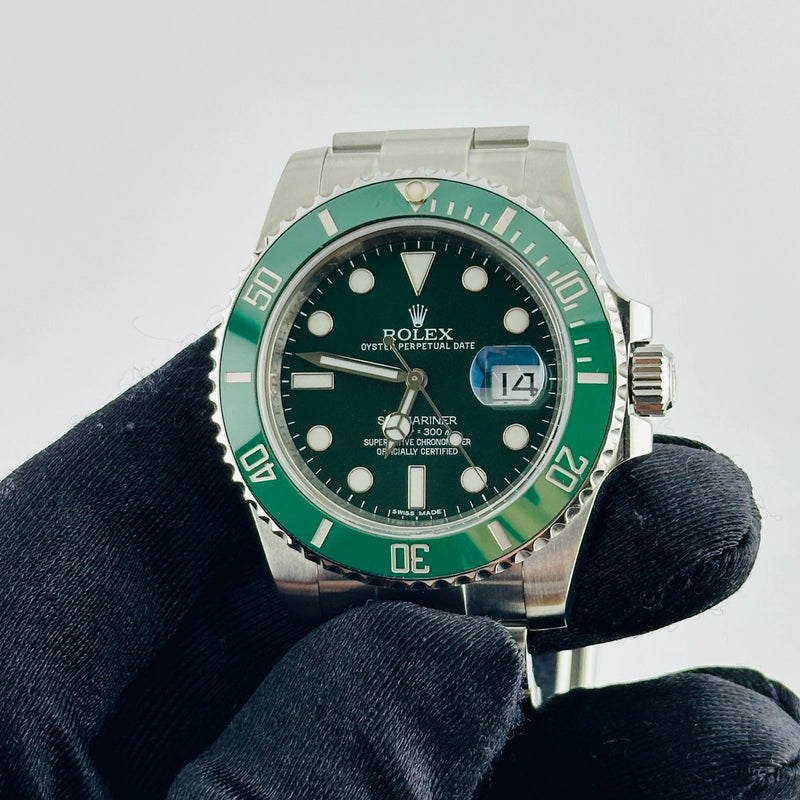 Rolex Submariner Hulk Green Dial on Oyster Ref 116610LV with Card Old Green 2014