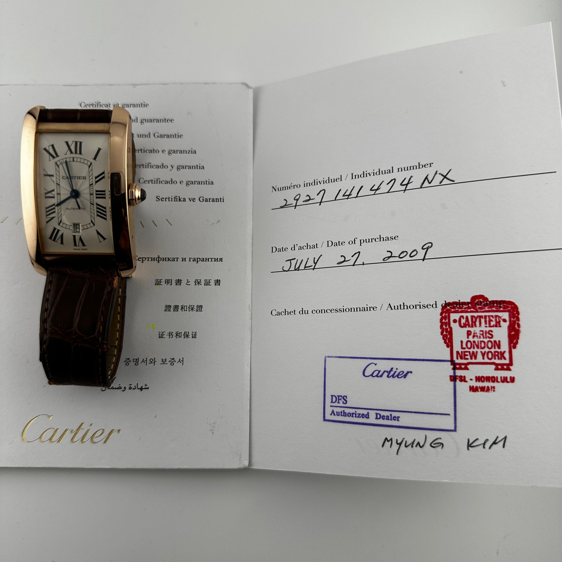 Cartier Tank Americaine XL Silver Roman Dial on Leather Ref. 2927 Papers 2009 — view 5