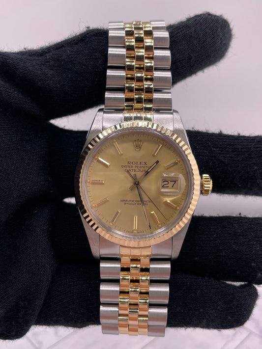 Rolex Datejust Champagne Stick Dial on D Link Jubilee Bracelet Ref. 16013 1987 — view 2
