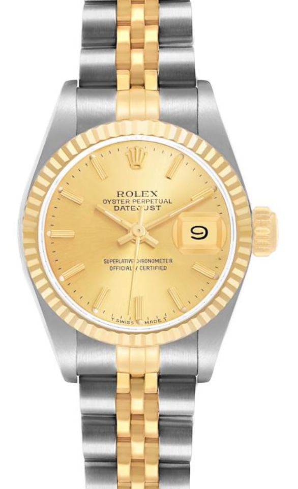 Rolex Datejust Lady Champagne Stick Dial on 2 Tone Jubilee D Link Bracelet Ref. 69173 1987