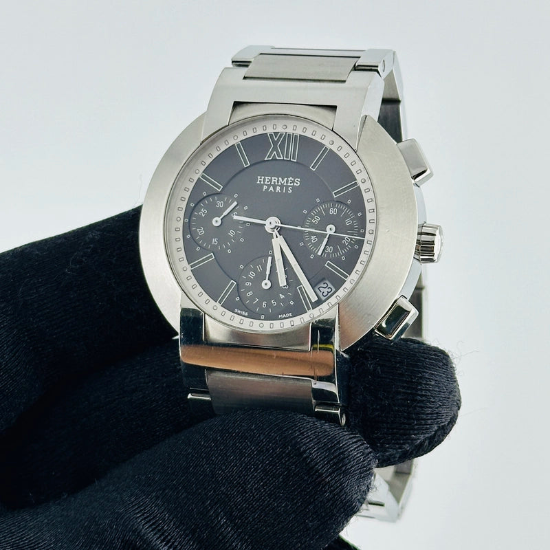 Hermes Nomad Grey Dial on Stainless Steel Bracelet Ref N01.910 with Papers 2007