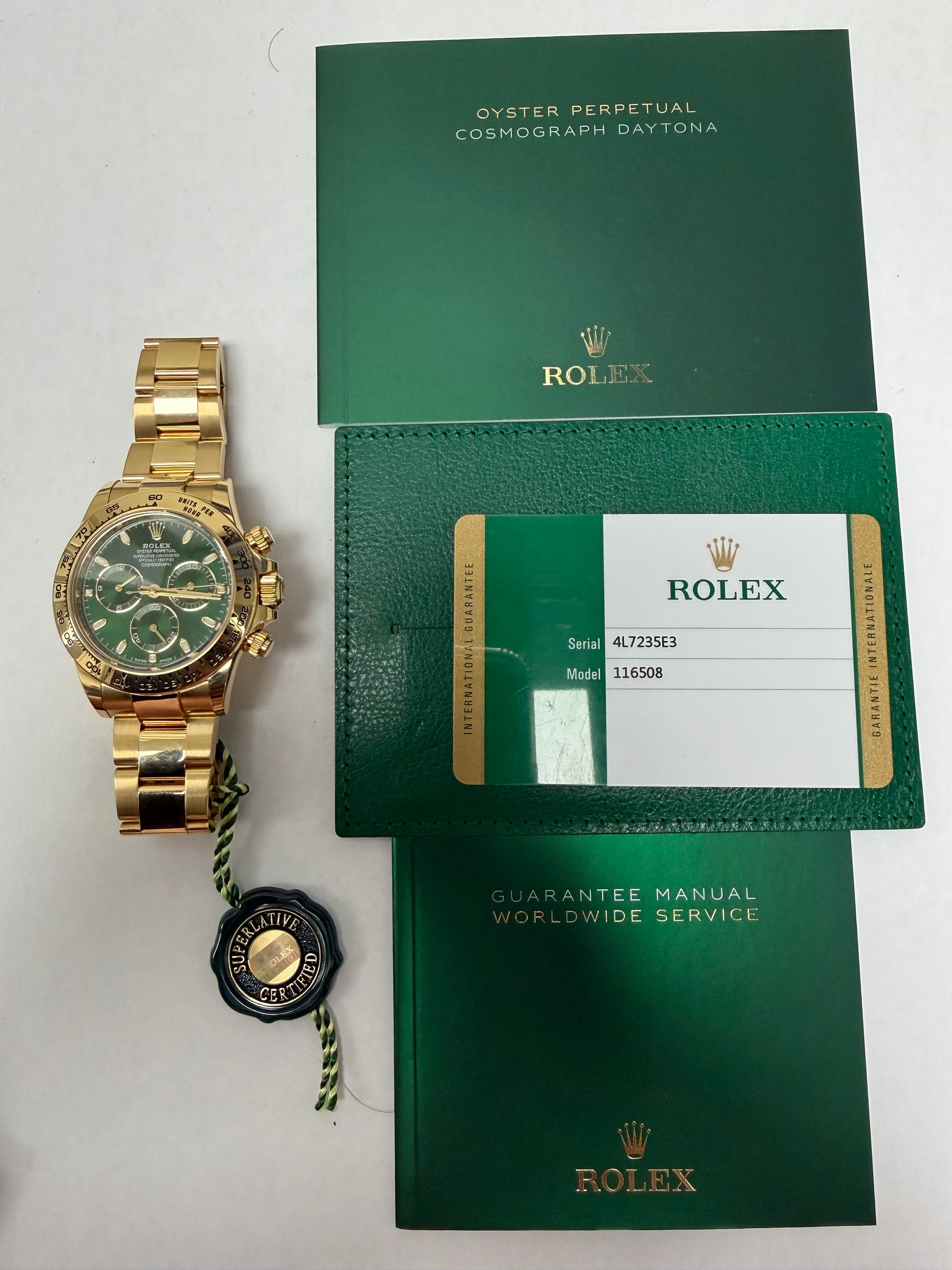 Rolex Daytona Green Stick Dial on Oyster Ref. 116508 Card 2018 — view 5