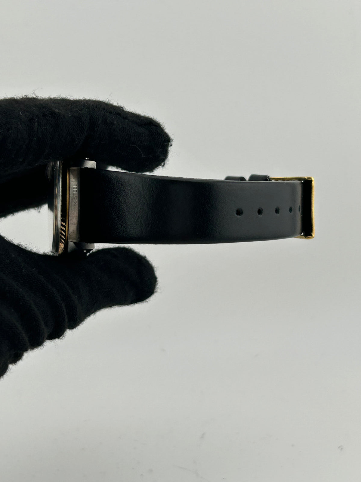 Rolex Datejust 36 Champagne Index Dial on Generic Black Leather Band Ref. 16013 1988 — view 4
