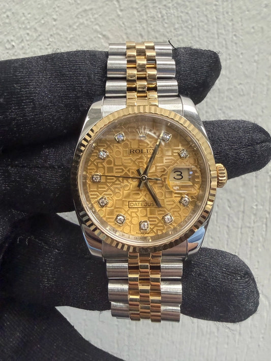 Rolex Datejust Champagne Diamonds Dial on D Link Jubilee Ref 116233