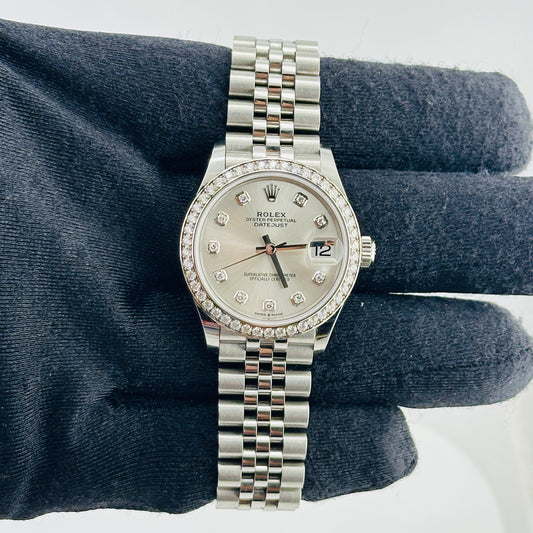 Rolex Datejust Silver Diamond Factory Dial on D Link Jubilee Bracelet Ref. 278384RBR Card 2023 — view 2