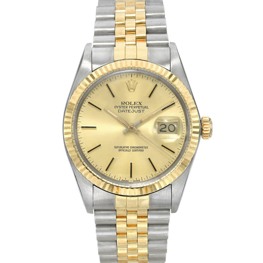 Rolex Datejust Champagne Stick Dial on Jubilee Ref. 16233 Papers 1990