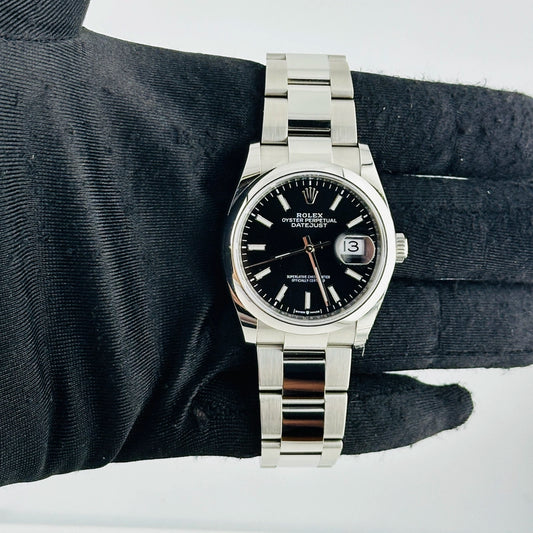 Rolex Datejust Black Index Dial on Oyster Ref 126200 with New Style Card Green 2020