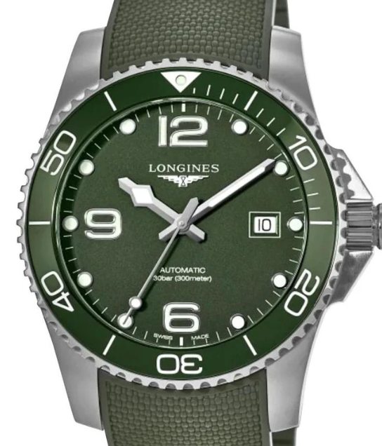 Longines Hydroconquest Green Dial on Rubber Band Ref. L3.782.4/4.06.9 Complete 2026