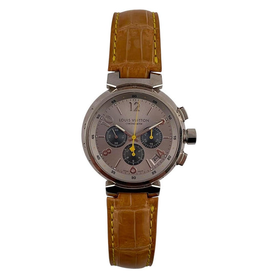 Louis Vuitton Tambour Slate Grey Dial on Leather Strap Ref Q11430