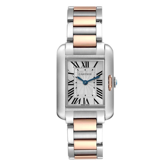 Cartier Tank Anglaise Small Silver Roman Dial on 2 Tone Ref 3485