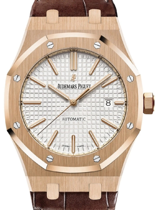 Audemars Piguet Royal Oak Selfwinding White Dial on Leather Strap Ref 15400OR.OO.D088CR.01 with Card 2019