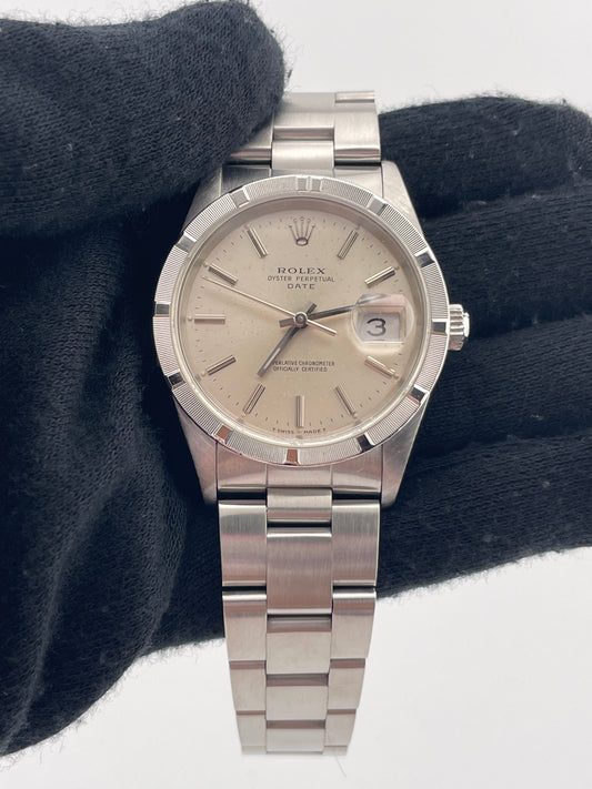 Rolex Oyster Perpetual Date Silver Stick Dial on Oyster Bracelet Ref. 15210 1991 — view 2