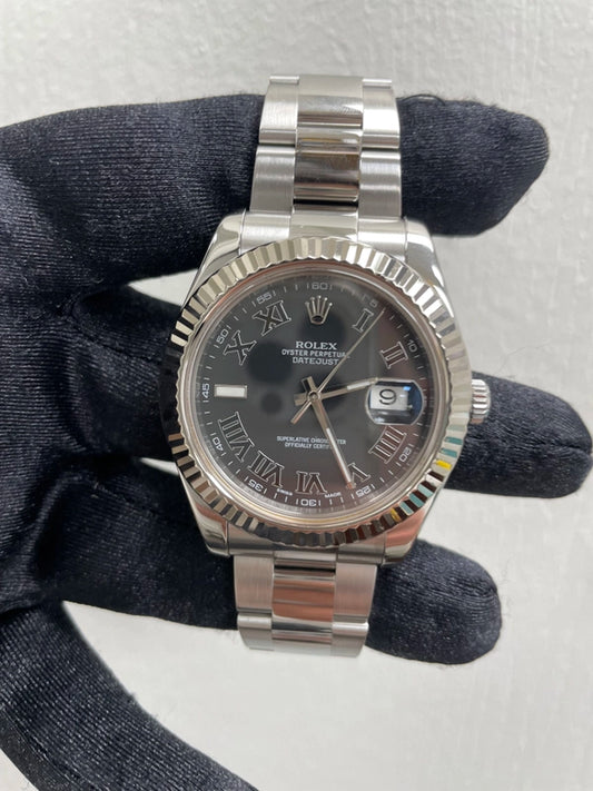 Rolex Datejust II Black Roman Dial on Oyster Ref 116334 with Card Old Green 2012