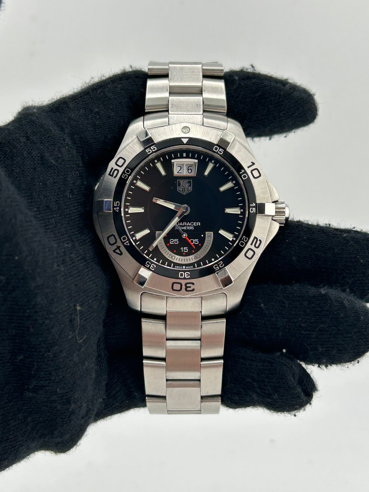 Tag Heuer Aquaracer Grande Date Black Dial on Stainless Steel Bracelet Ref. WAF1010 — view 2