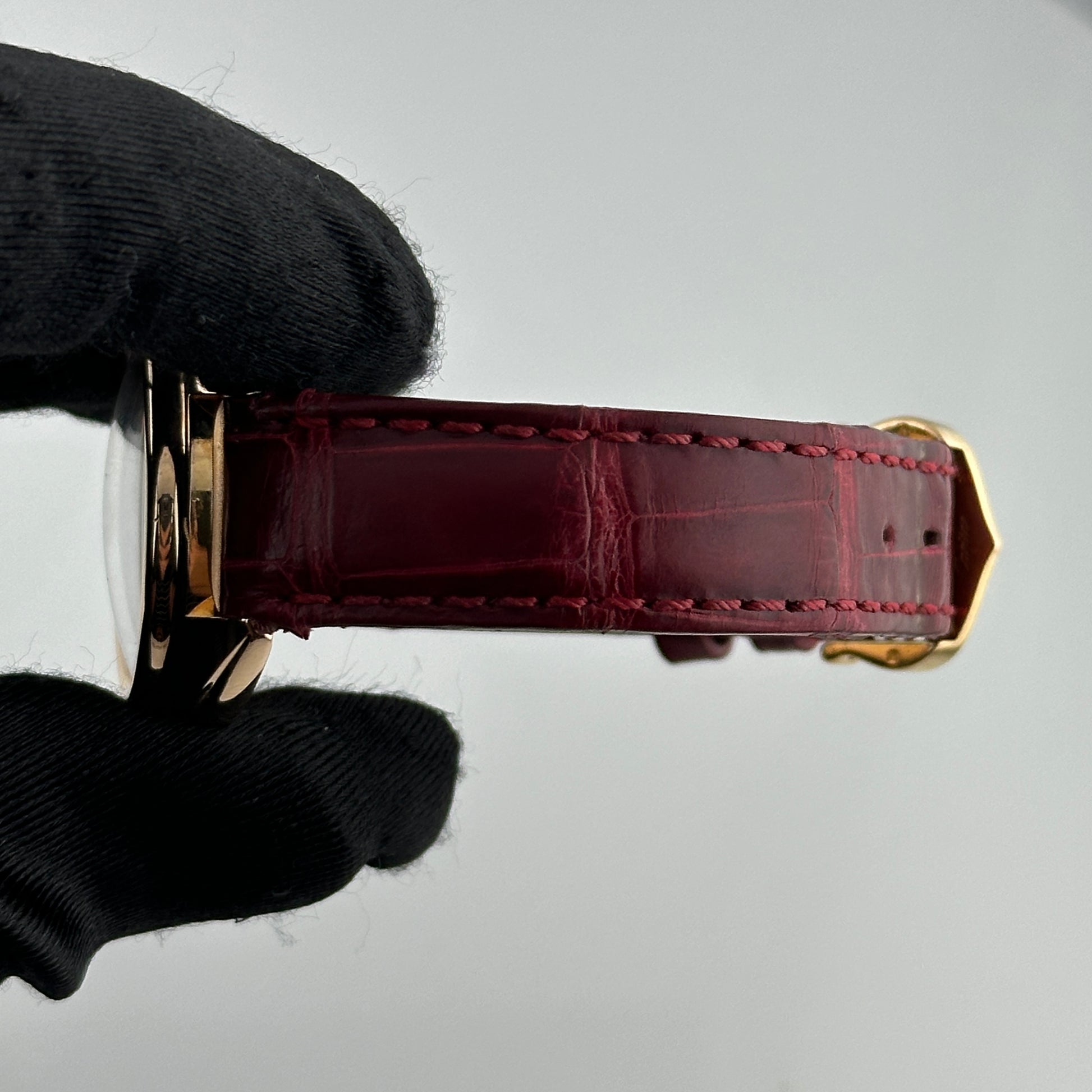 Cartier Cle Silver Roman Dial on Maroon Leather Ref. 3947/WGCL0010 Papers 2016 — view 4
