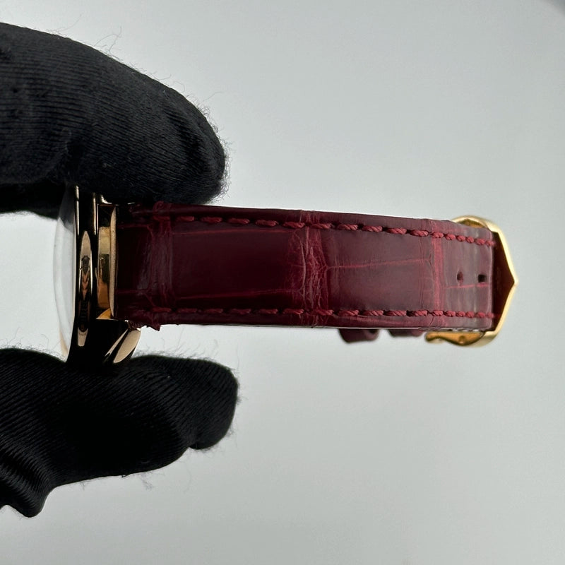 Cartier Cle Silver Roman Dial on Maroon Leather Ref 3947/WGCL0010 with Papers 2016