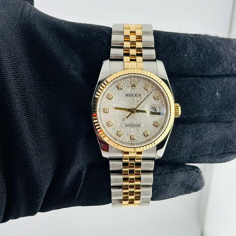 Rolex Datejust Anniversary Diamond Dial Dial on D Link Jubilee Ref 116233 with Card Old Green 2014