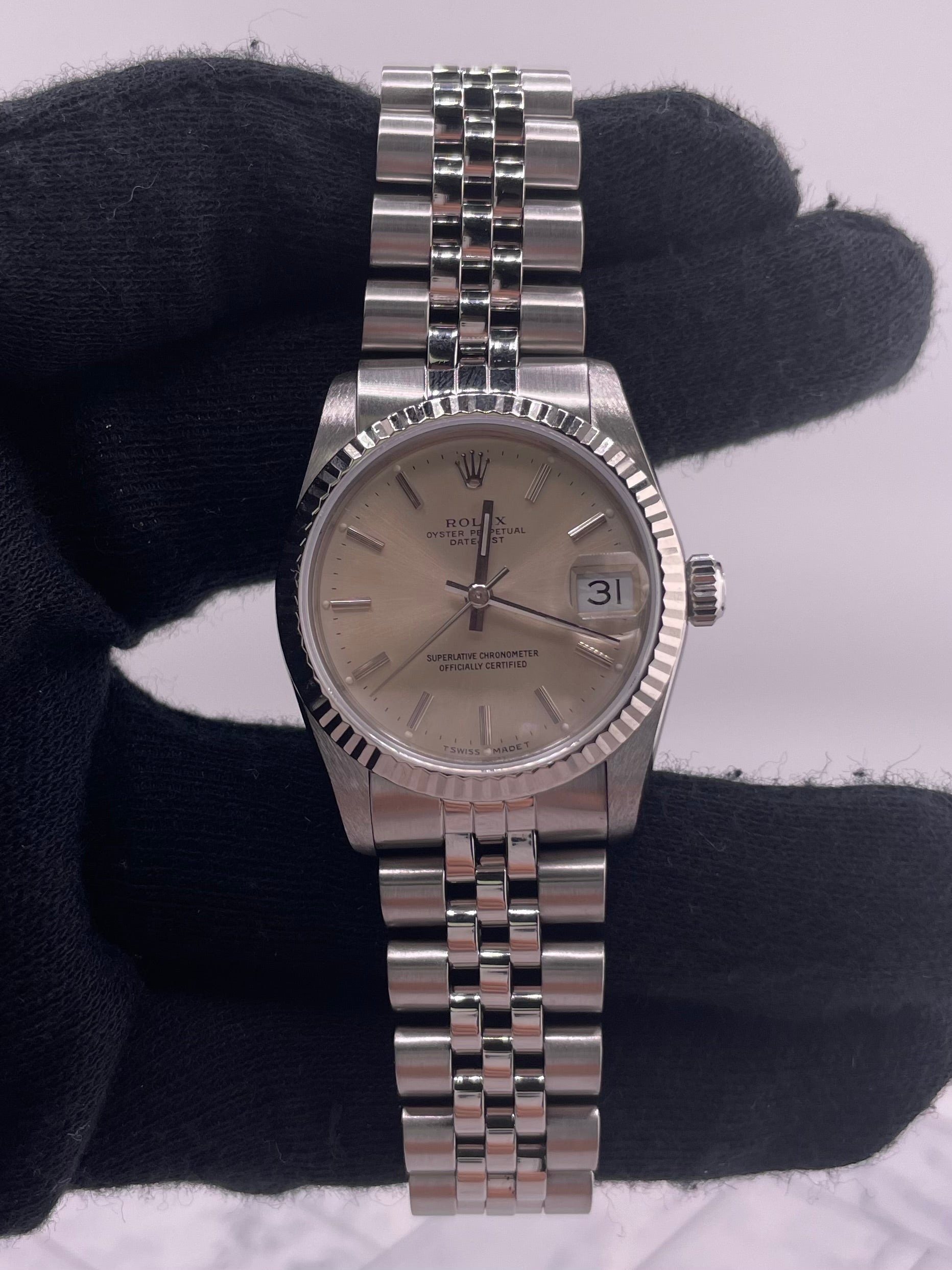 Rolex Datejust Silver Stick Dial on D Link Jubilee Ref. 68274 1987 — view 2
