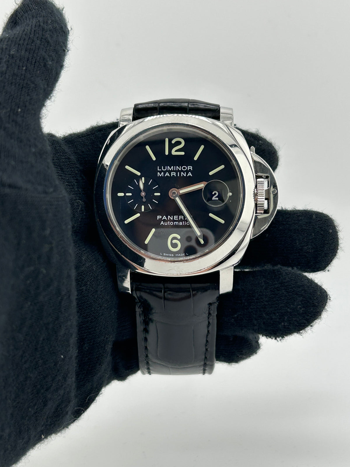 Panerai Luminor Marina Black Arabic Dial on Strap Ref. PAM00104 Complete 2002