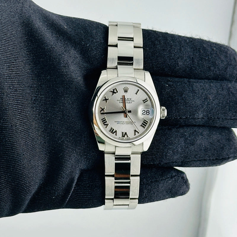Rolex Datejust Silver Roman Dial on Oyster Ref 178240 with New Style Card White 2018