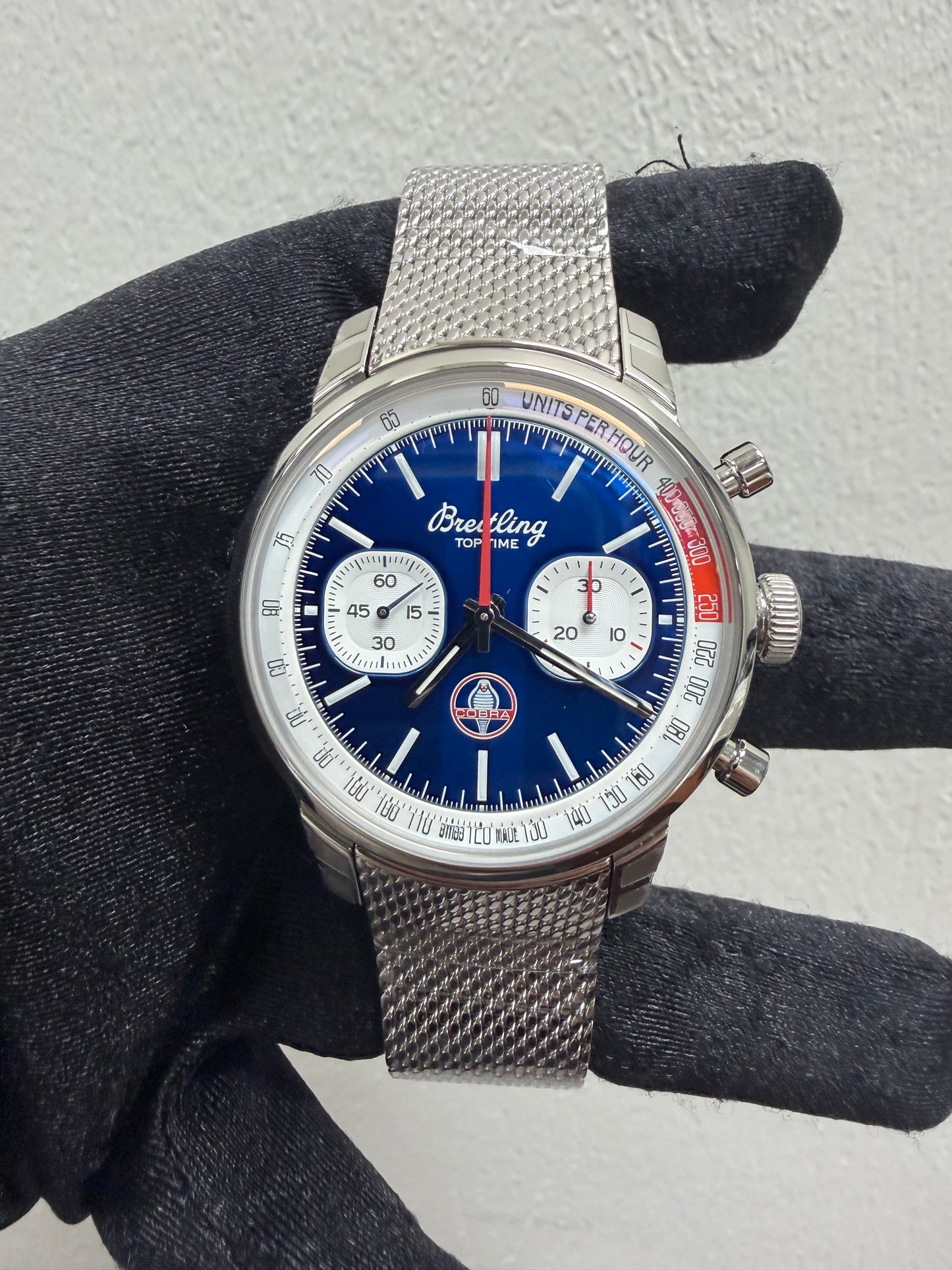 Breitling Top Time Blue Dial on Mesh Steel Ref. AB01763A1C1A1 Card — view 2