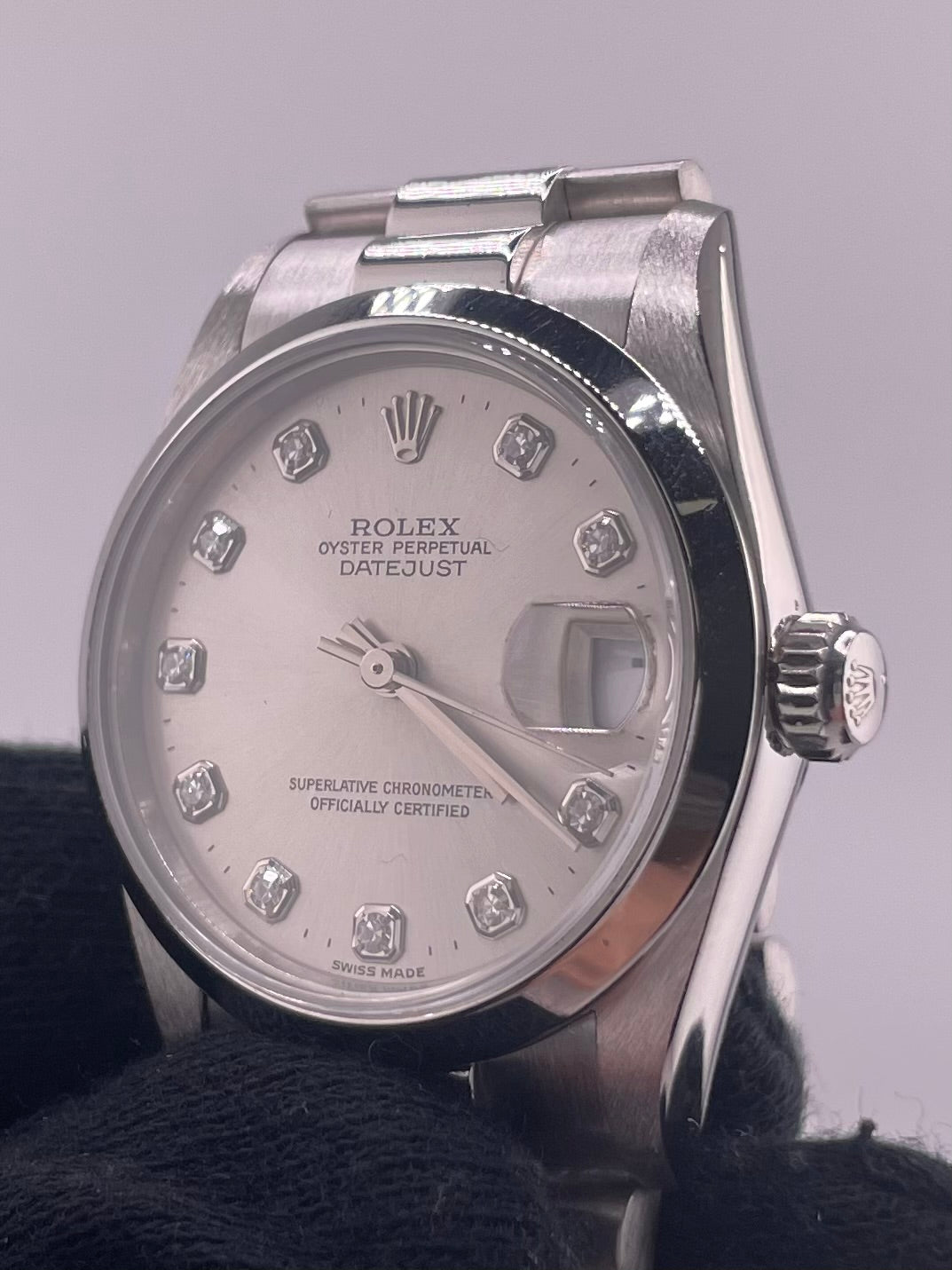 Rolex Datejust Silver Diamond Dial on President Ref. 68246 Papers 1991 — view 3