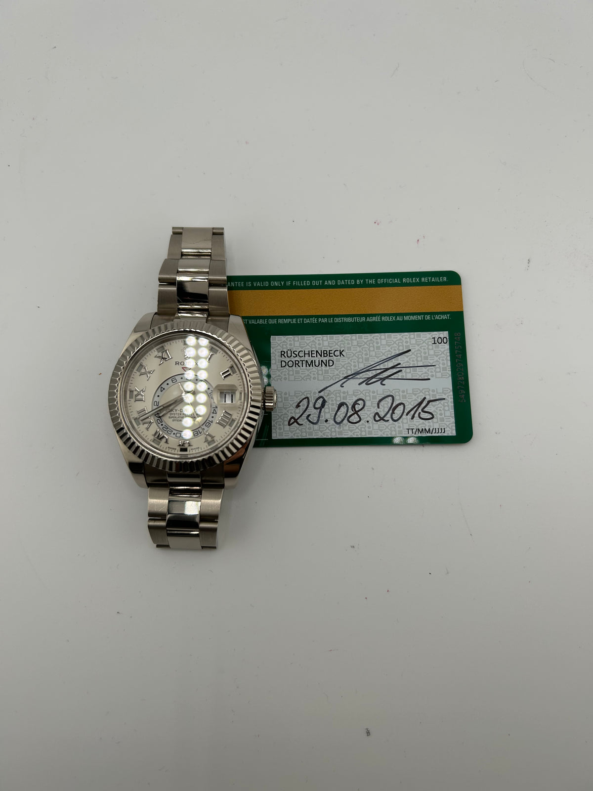 Rolex SkyDweller Ivory Satin Finish Roman Dial on Oyster Steel Bracelet Ref. 326939 Card 2015 — view 7