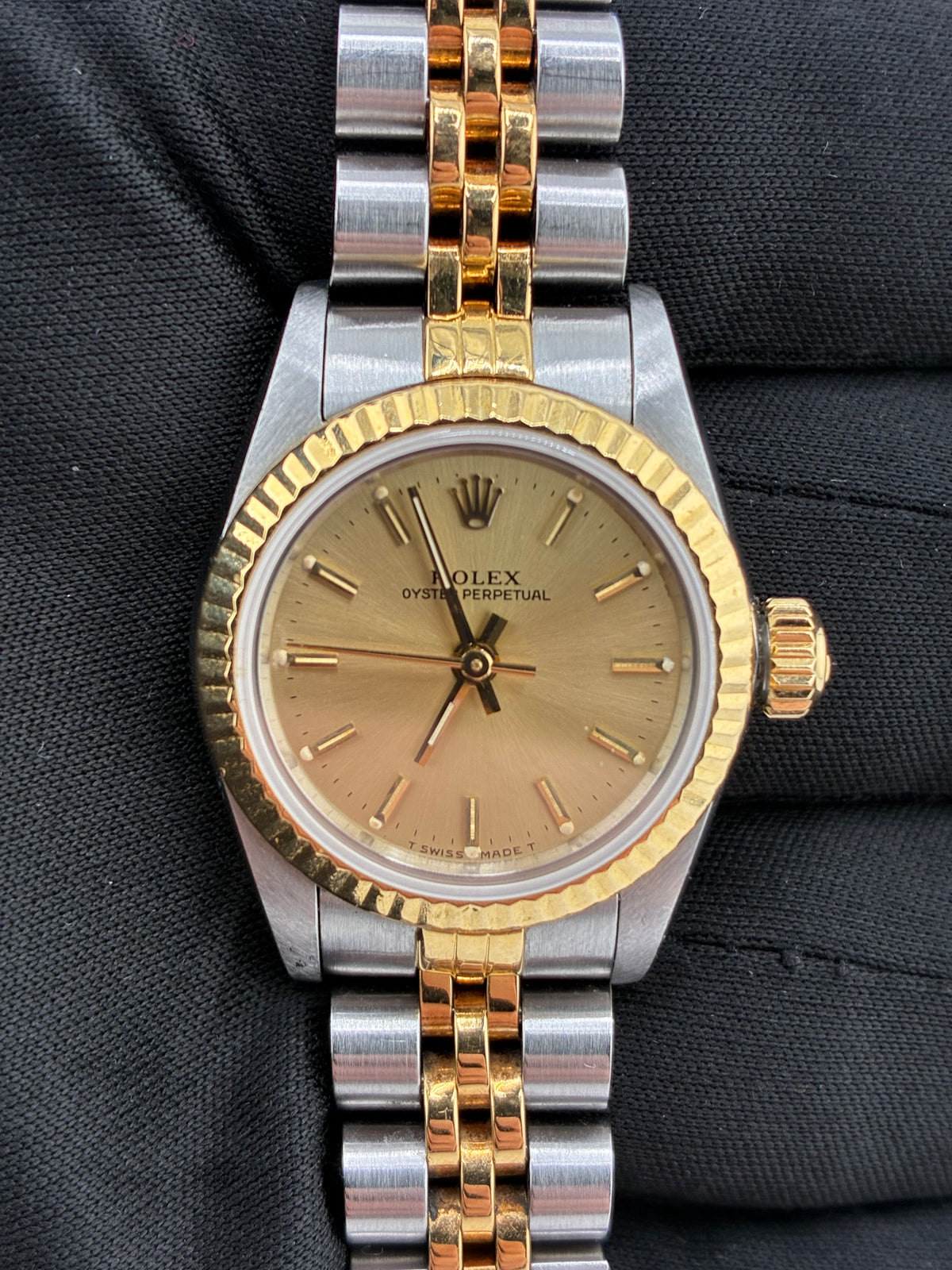 Rolex Oyster Perpetual Champagne Stick Dial on Jubilee Ref. 67193 1895 — view 2