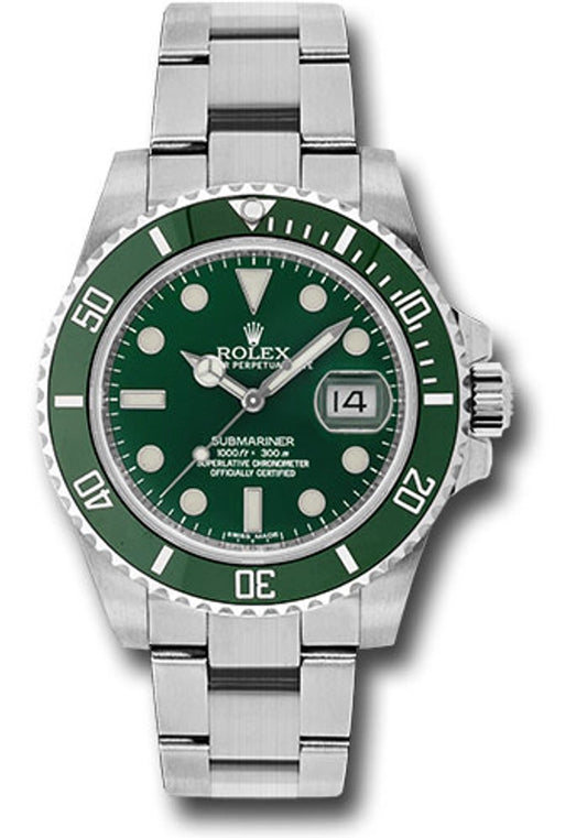 Rolex Submariner Green Dial on Oyster Ref 116610LV with New Style Card White 2016