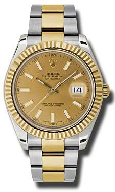 Rolex Datejust II Champagne Stick Dial on Oyster Ref. 116333 Card 2012