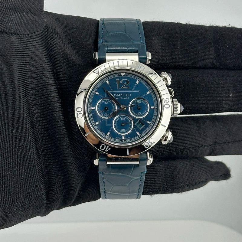 Cartier Pasha Blue Dial on Leather Ref 4363 with Card 2025