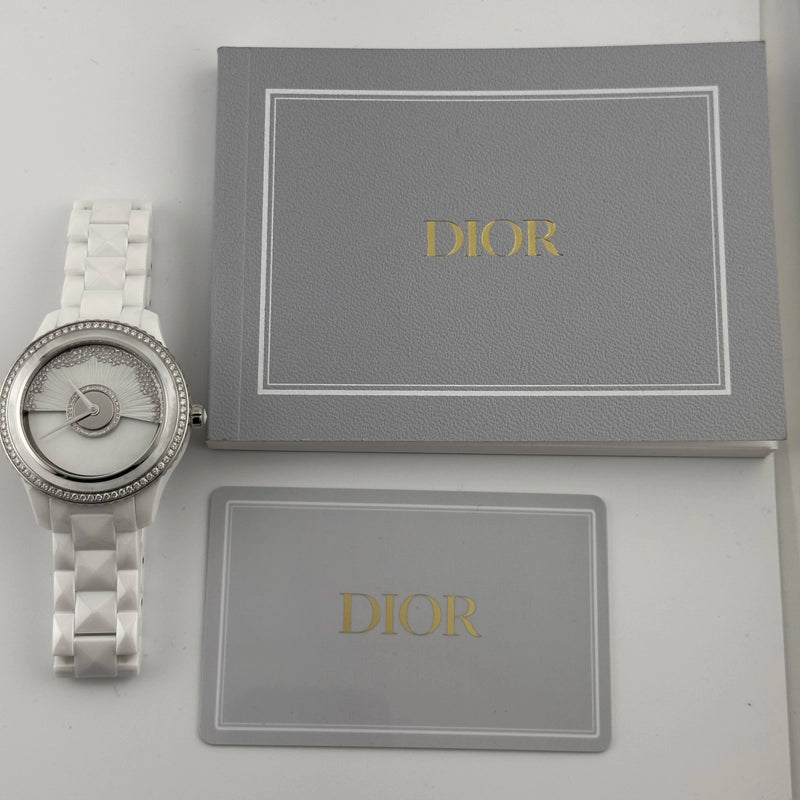 Christian Dior VIII Grand Bal Og White Ceramic Diamond Dial on Ceramic Ref CD124BE4 with Papers