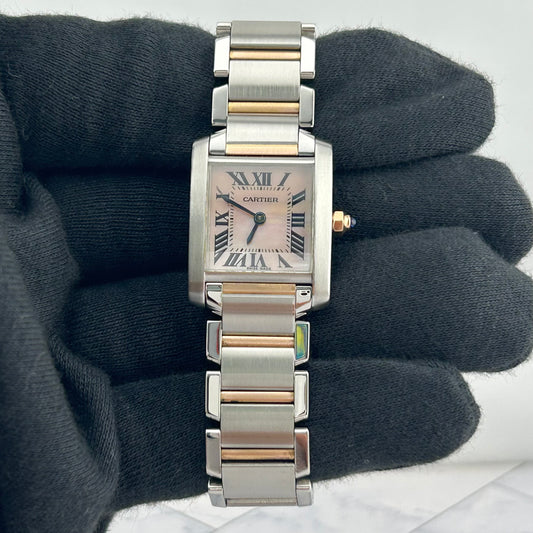 Cartier Tank Francaise Pink Mop / Roman Numerals Dial on 2 Tone Ref. 2384/W51027Q4
