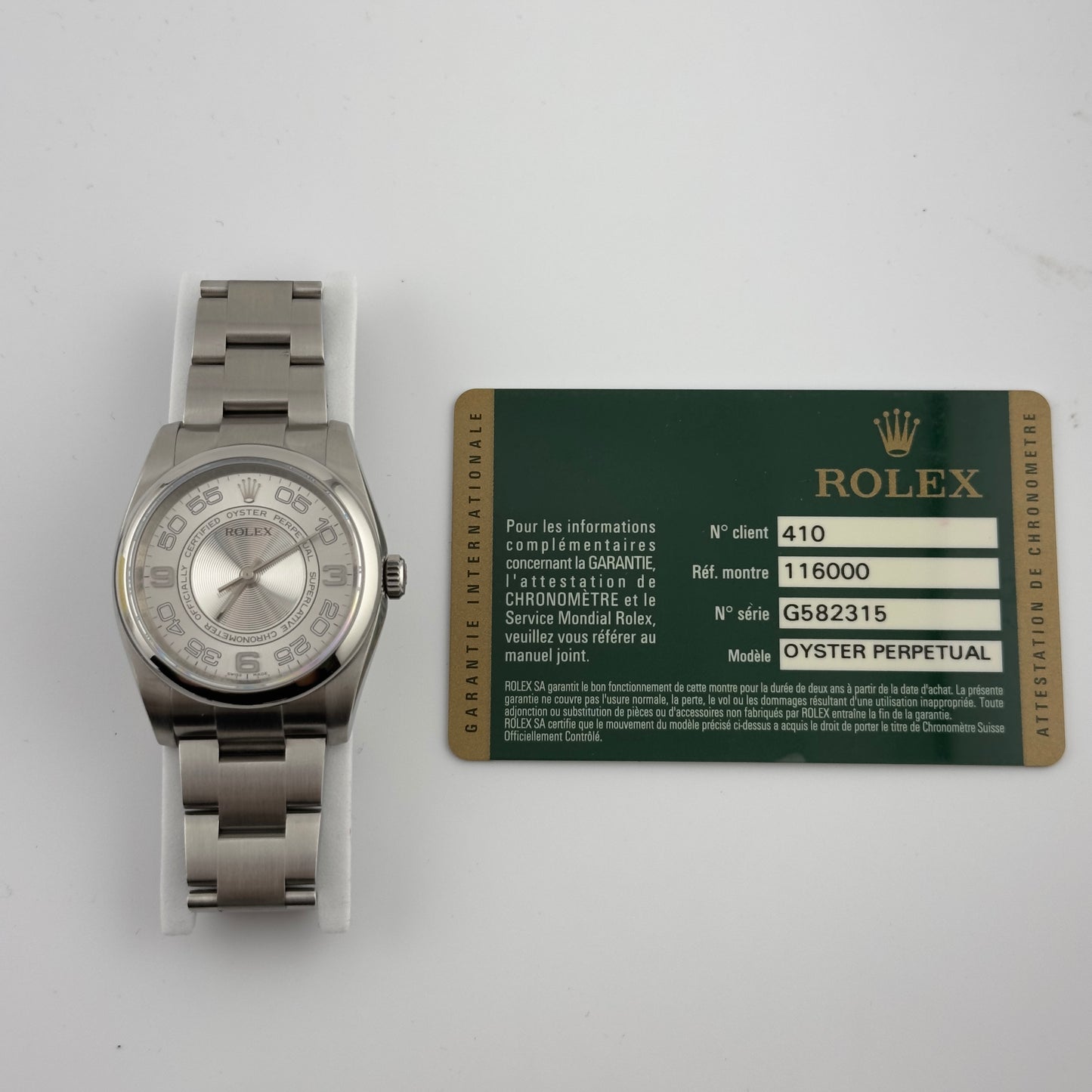 Rolex Oyster Perpetual Silver Concentric Dial on Oyster Ref. 116000 Card 2012 — view 5