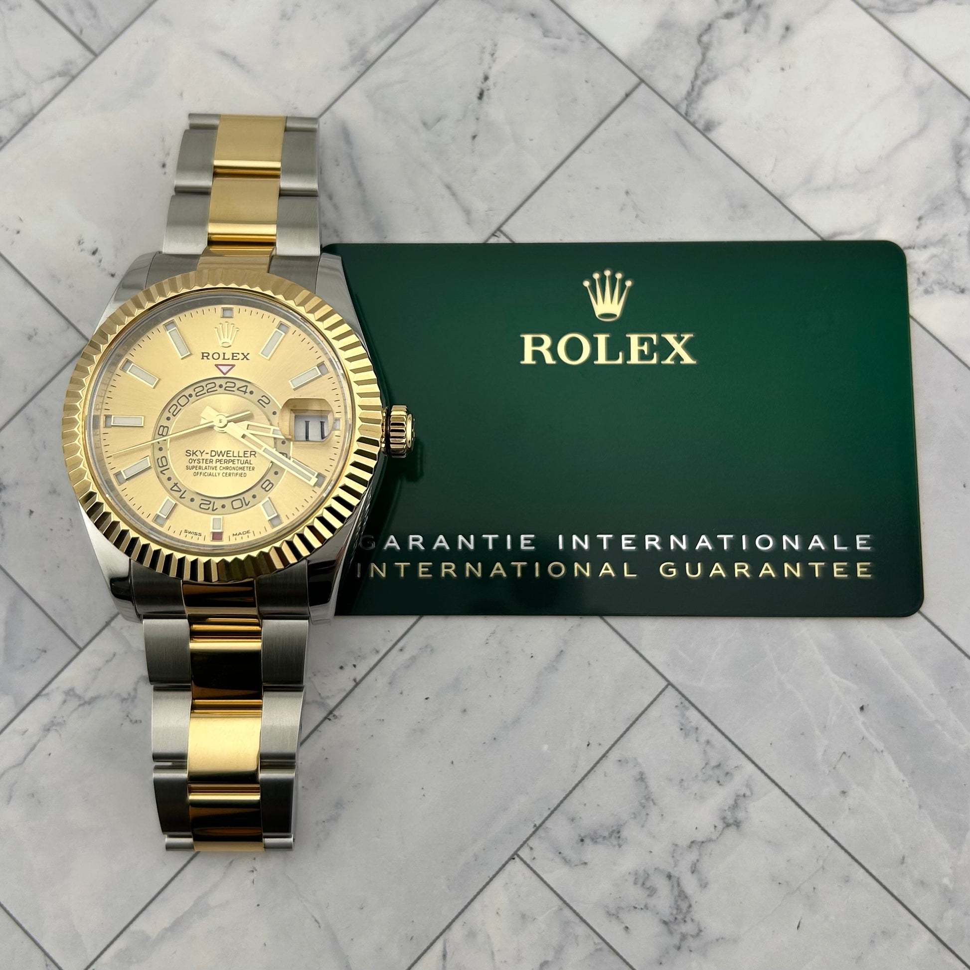 Rolex SkyDweller Champagne Index Dial on Oyster Bracelet Ref. 326933 Card 2022 — view 7
